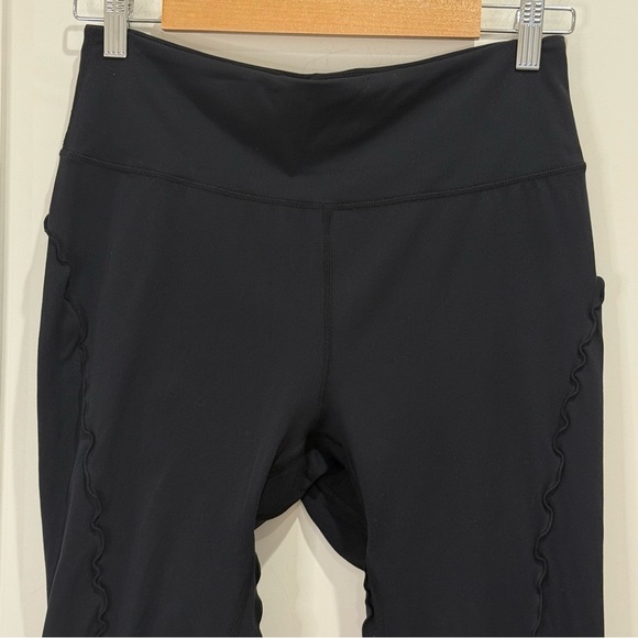 Free People Movement Hearts Aflutter Leggings Ruffle Seam Black Large High Rise - Picture 14 of 14